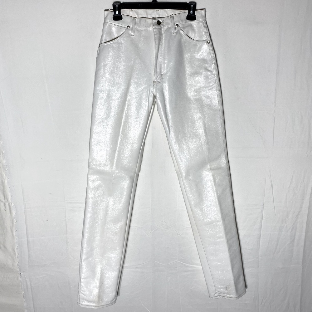 Vintage Wrangler Wht Coated Denim High Rise Taper Leg Pants 28X35 Western Rodeo